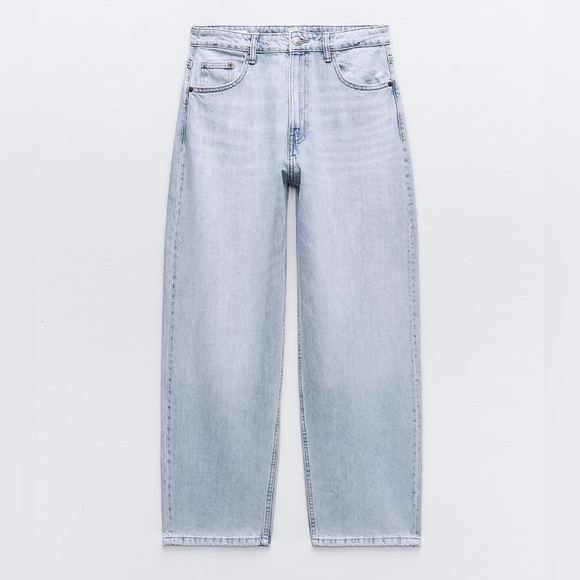 ZARA Light Blue Tailored Balloon Jeans - Picture 3 of 15